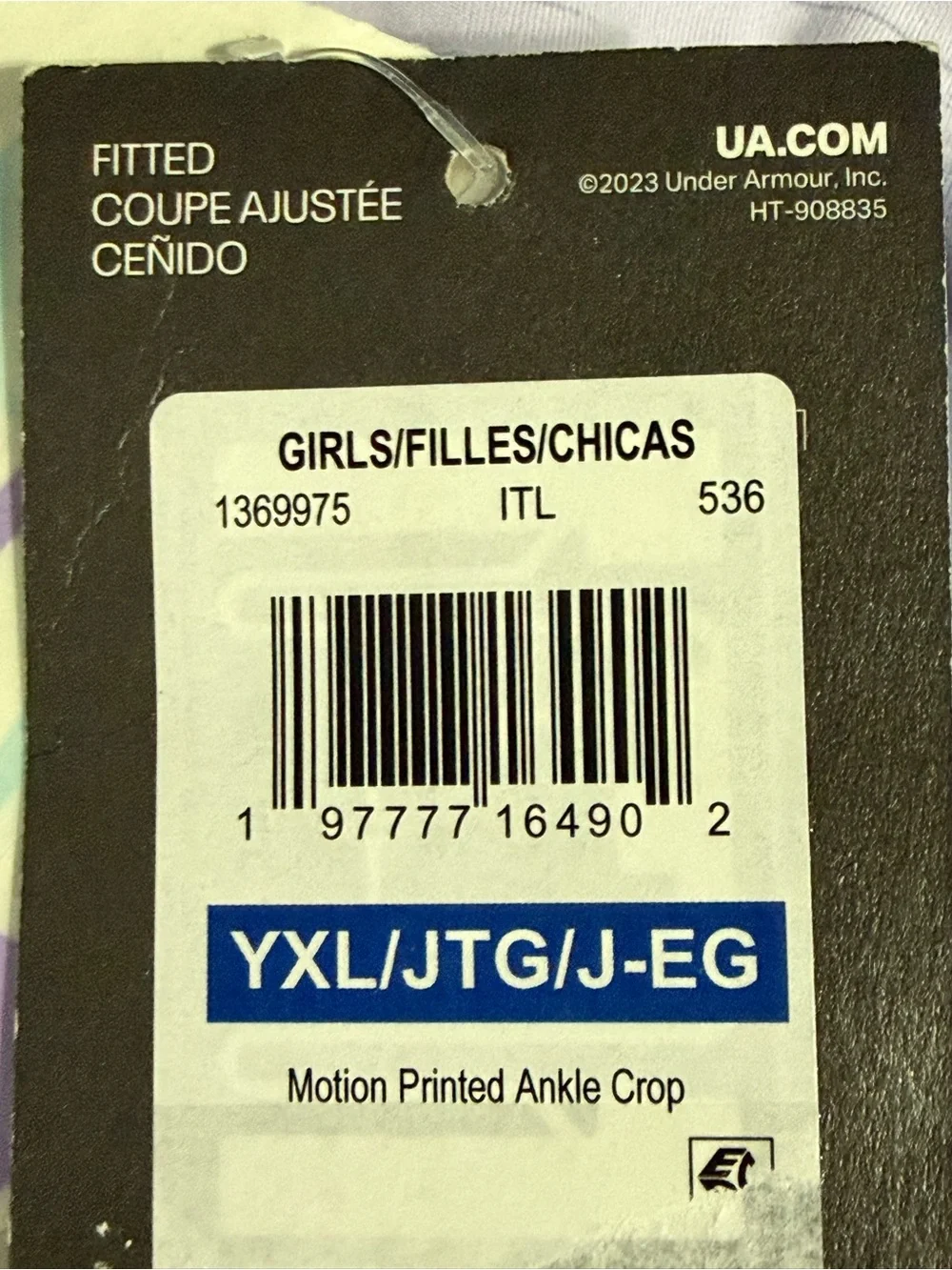 Under Armour Girls Motion Printed Ankle Crop Leggings Purple NWT YXL